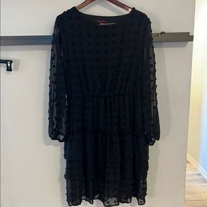 Elegant Black Cocktail Dress with Bishop Sleeves
